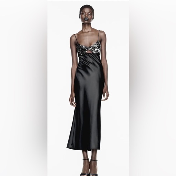 zara sequin slip dress ZARA NWT WOMAN SS24 SEQUIN SLIP DRESS ZW COLLECTION